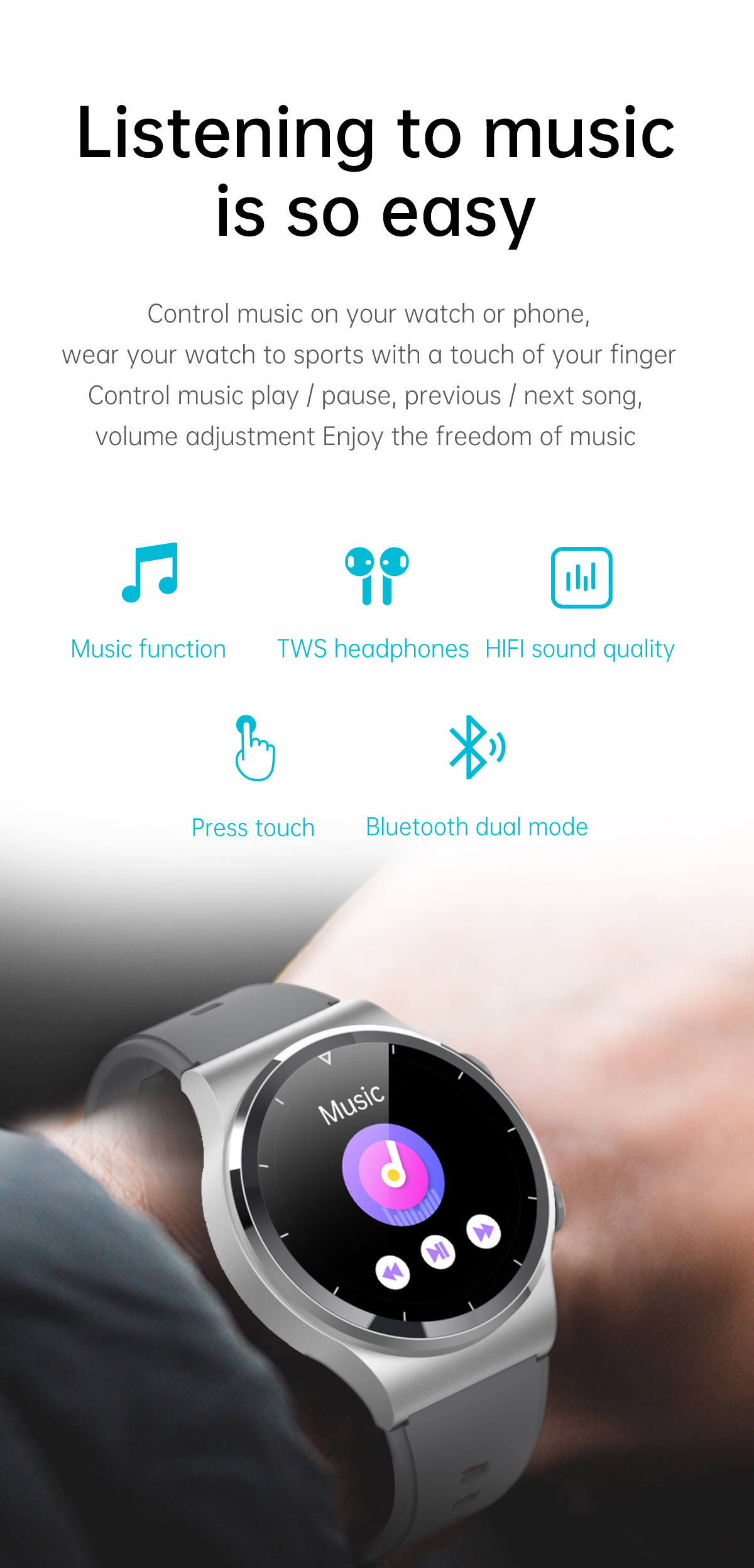 2-in-1-Smartwatch mit Bluetooth-Kopfhörern, multifunktional