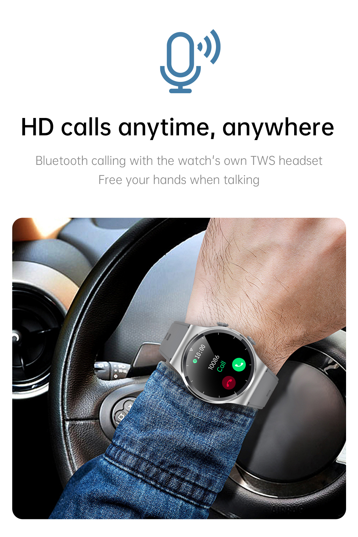 2 in 1 Smart Watch with Bluetooth Earphones Multifunction