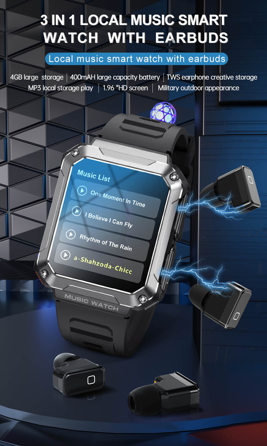 smart watch 2 in 1 bluetooth earphones