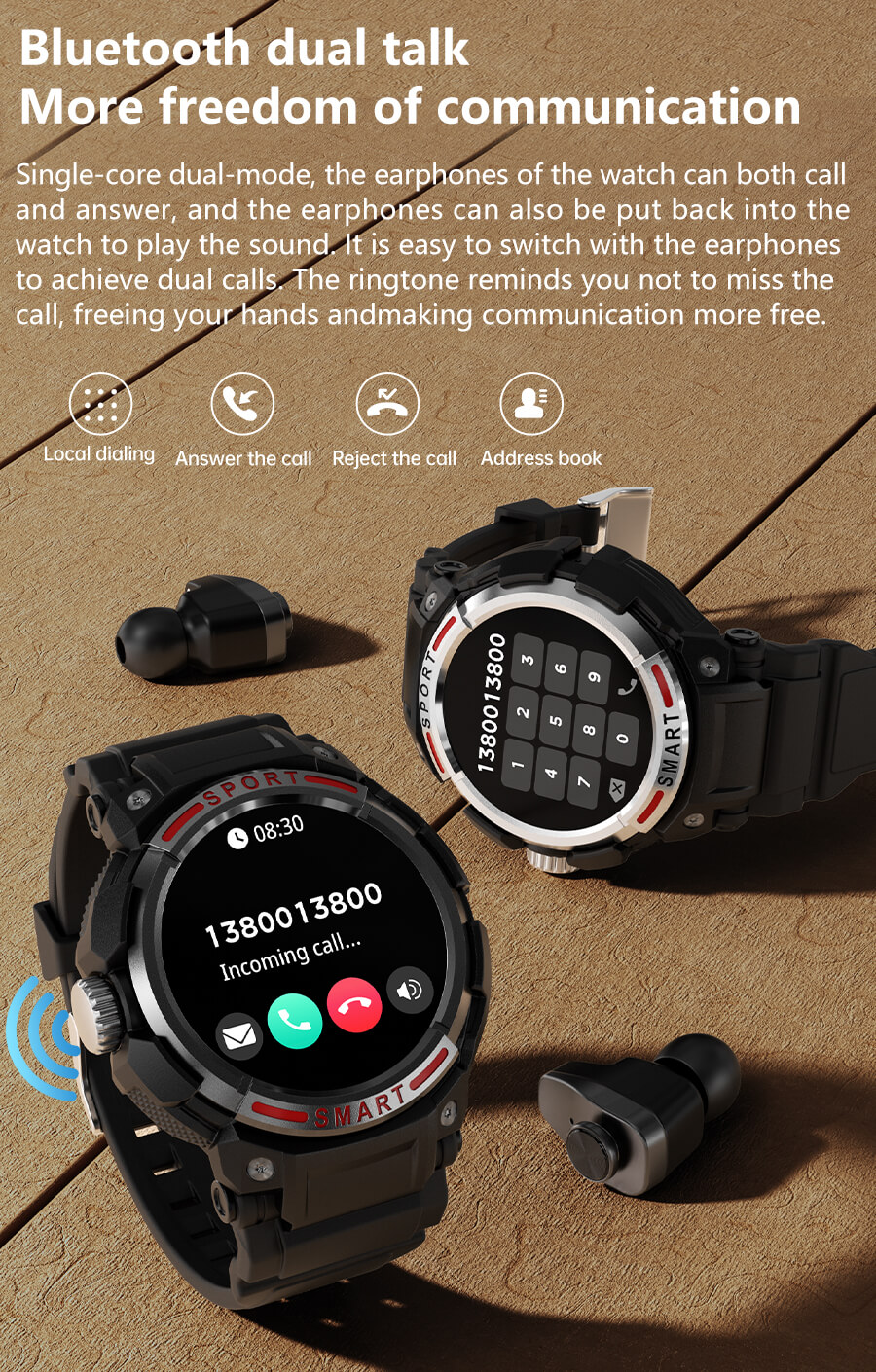 smart watch with earbuds